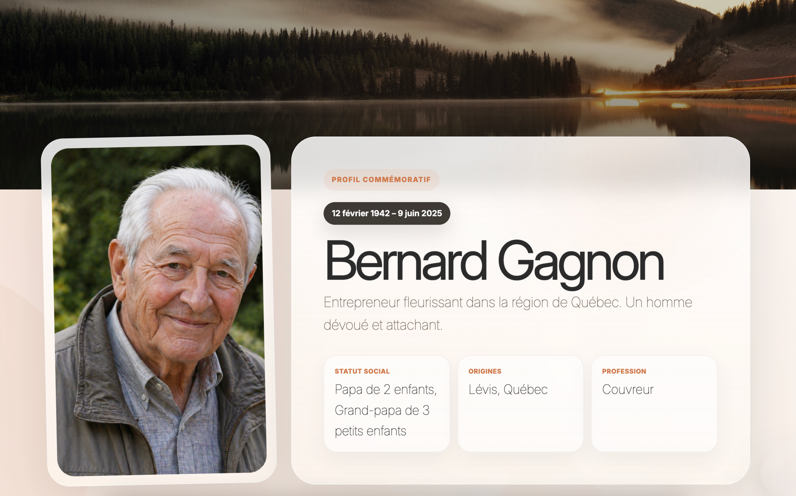 Capture d’un profil commémoratif